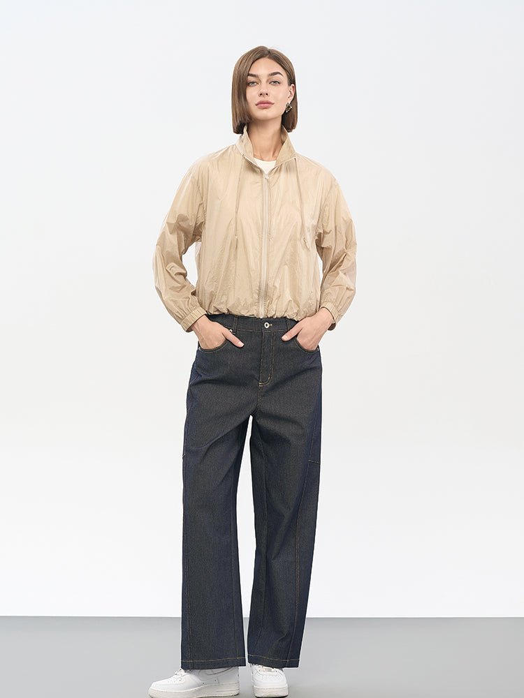 Beige Women's Lightweight Nylon Jacket