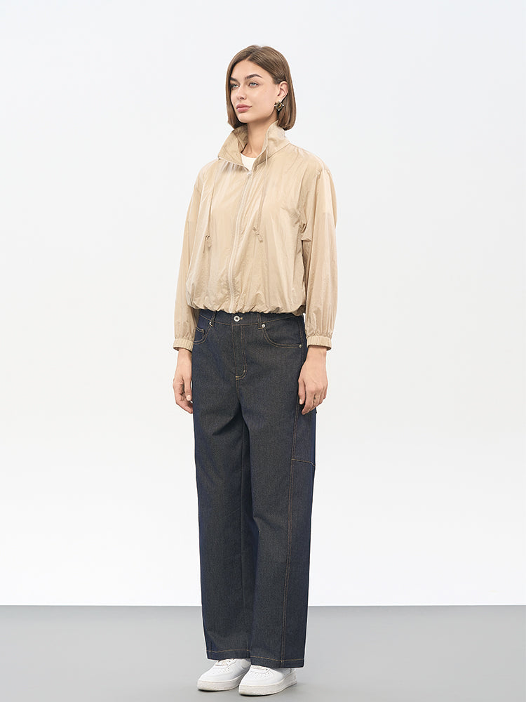 Beige Women's Lightweight Nylon Jacket