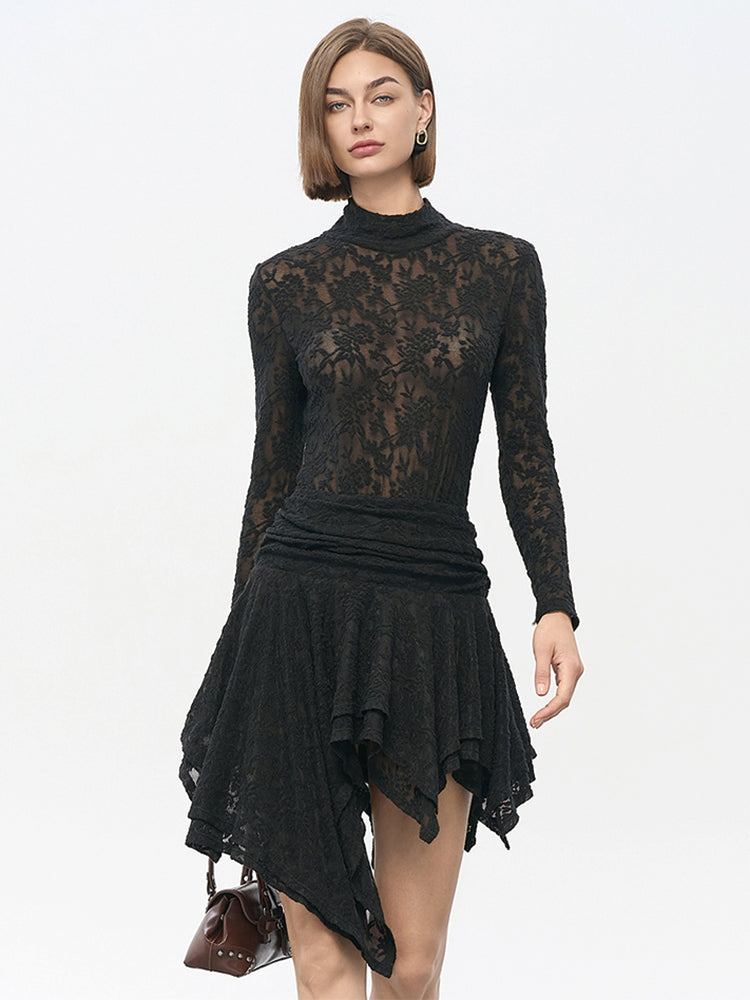 Black Asymmetrical Hem Skirt