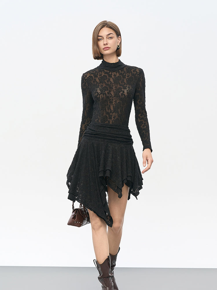 Black High-Neck Long-Sleeve Bodysuit