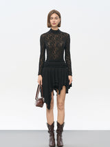 Black Asymmetrical Hem Skirt