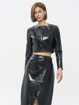 Black PU Vegan Leather Pencil Skirt