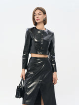 Black PU Vegan Leather Pencil Skirt