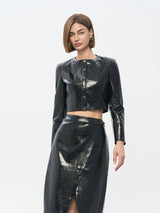 Black Women's PU Leather Jacket