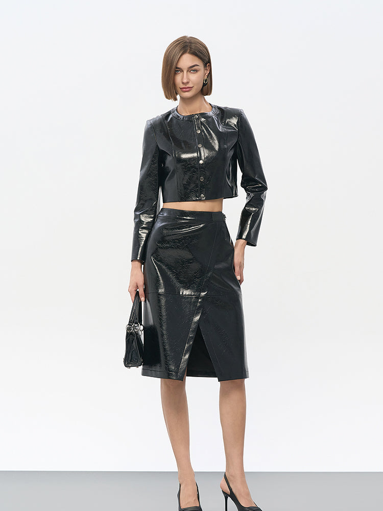 Black Women's PU Leather Jacket