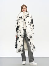 Cow Print Faux Fur Coat
