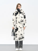 Cow Print Faux Fur Coat