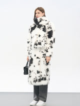 Cow Print Faux Fur Coat