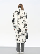 Cow Print Faux Fur Coat