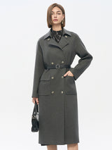 Gray Wool-Blend Trench Coat