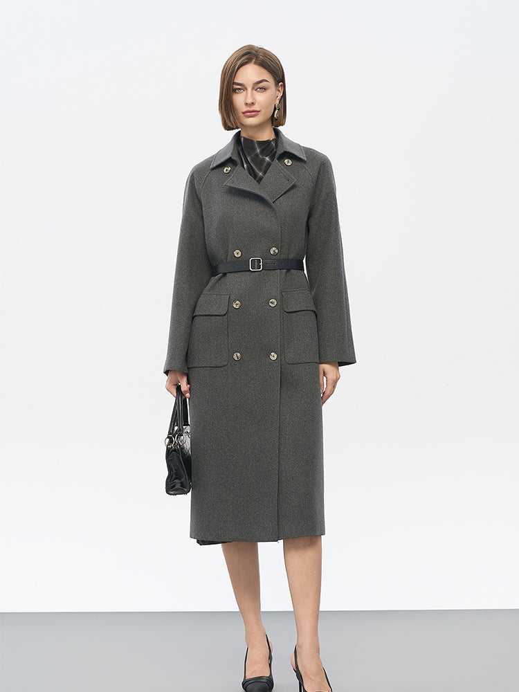 Gray Wool-Blend Trench Coat
