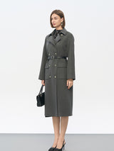 Gray Wool-Blend Trench Coat