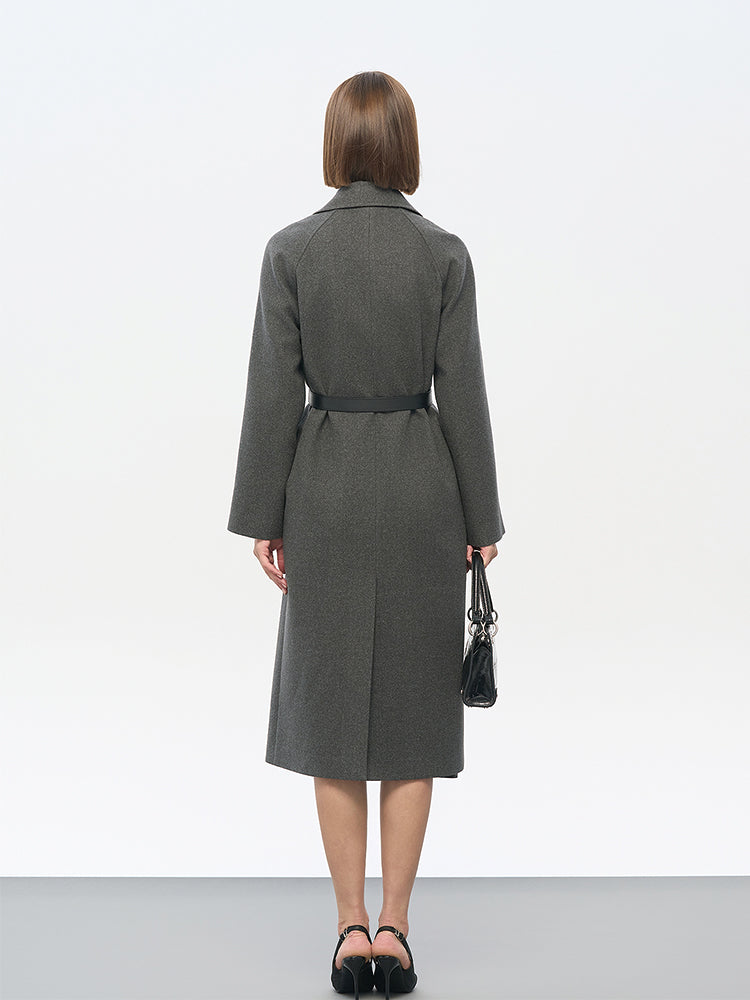 Gray Wool-Blend Trench Coat