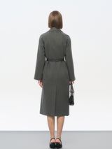 Gray Wool-Blend Trench Coat