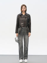 Black Technical Jacket with Silver Eyelets