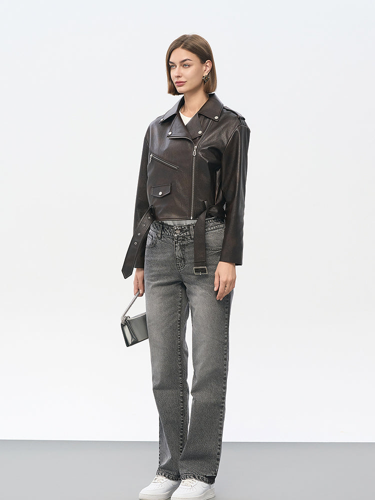 Black Technical Jacket with Silver Eyelets