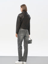 Black Technical Jacket with Silver Eyelets