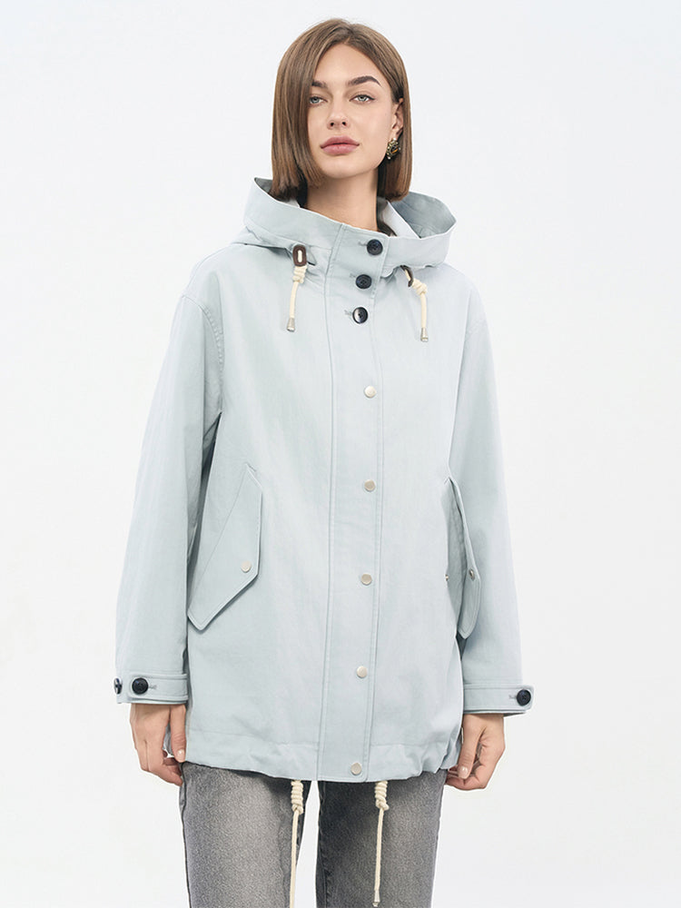 Blue Cotton-Nylon Multi-Function Utility Jacket