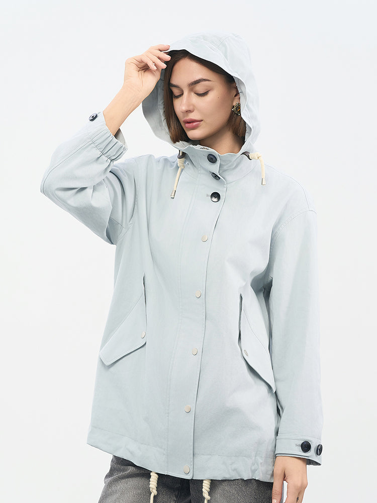 Blue Cotton-Nylon Multi-Function Utility Jacket