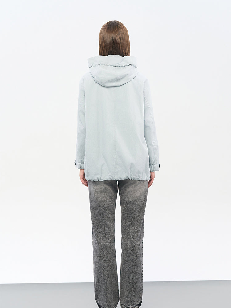 Blue Cotton-Nylon Multi-Function Utility Jacket