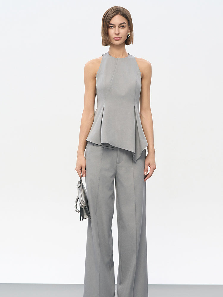 Gray Contrast Panel Stretch Trousers