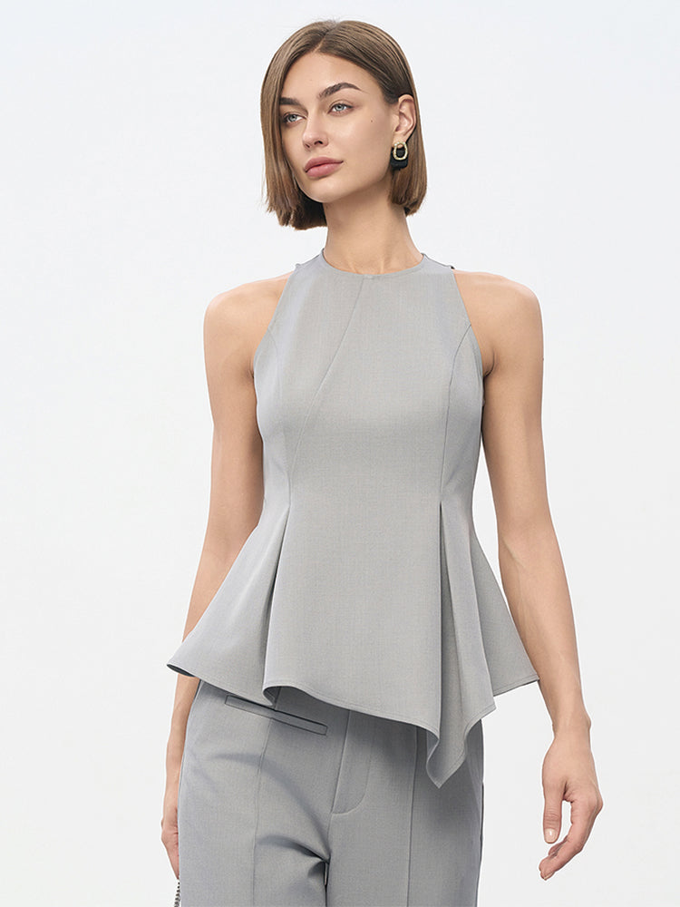 Gray Stretch Woven Top