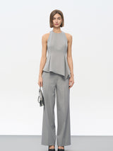 Gray Stretch Woven Top
