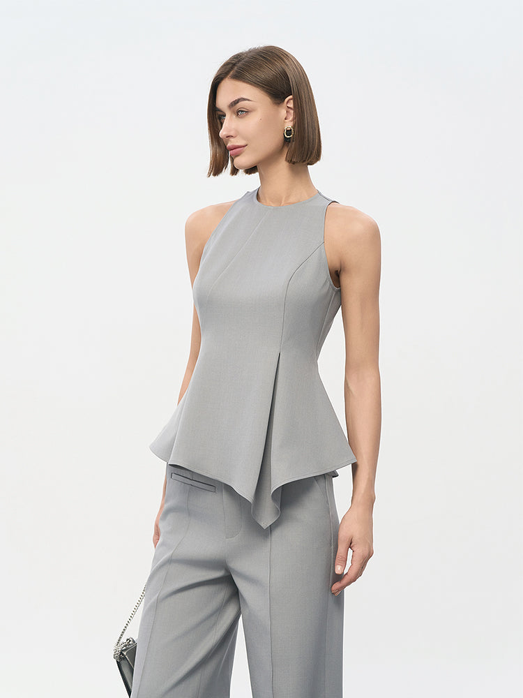 Gray Contrast Panel Stretch Trousers