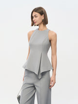 Gray Contrast Panel Stretch Trousers