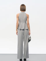 Gray Contrast Panel Stretch Trousers