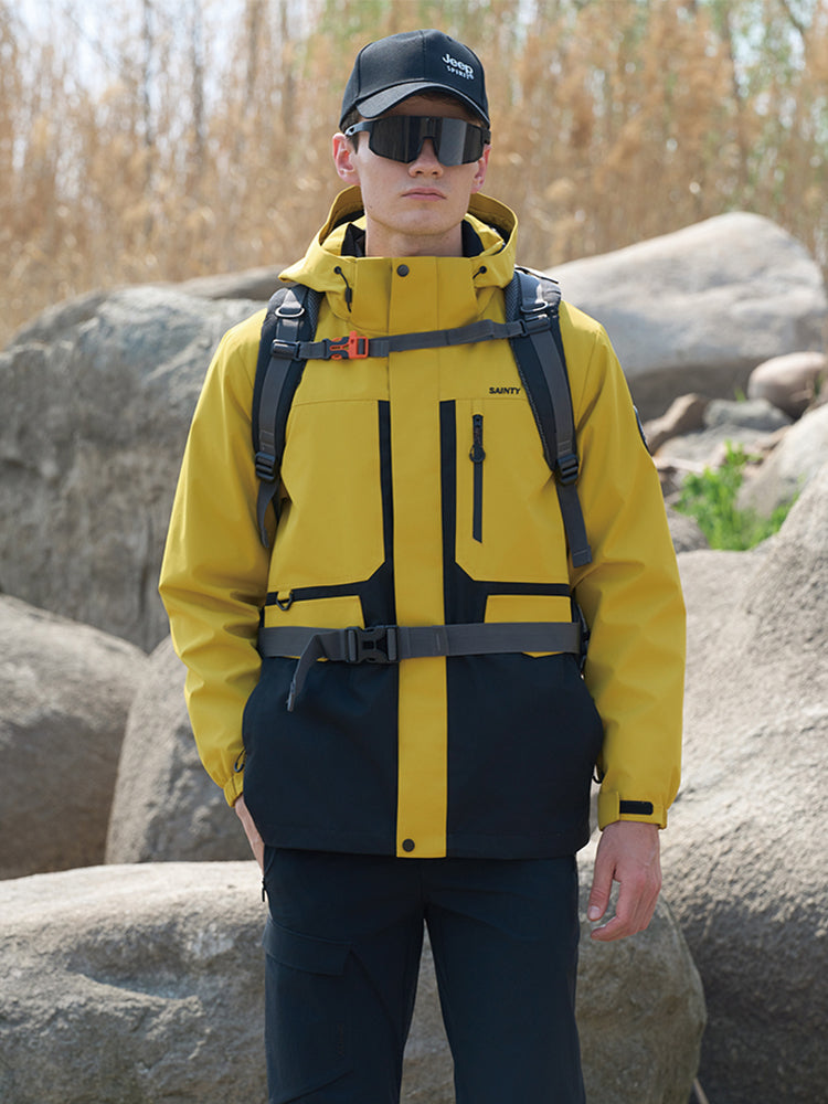Men's Black & Yellow Graphene-Infused 3-in-1 Technical Parka with 90% Duck Down