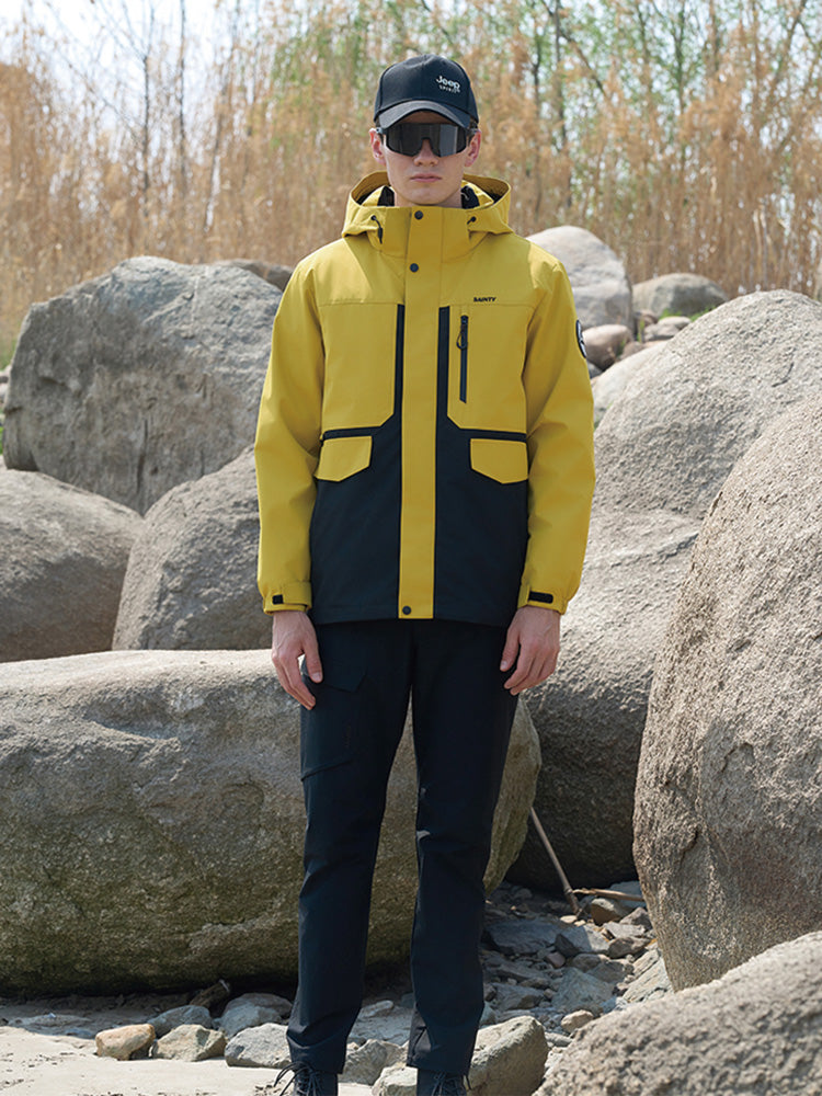 Men's Black & Yellow Graphene-Infused 3-in-1 Technical Parka with 90% Duck Down
