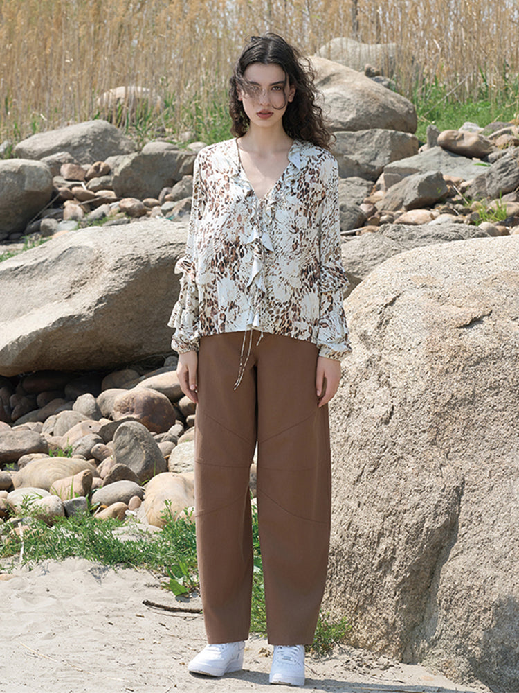 Khaki Abstract Print Rayon Shirt