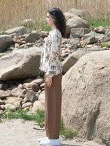 Khaki Abstract Print Rayon Shirt