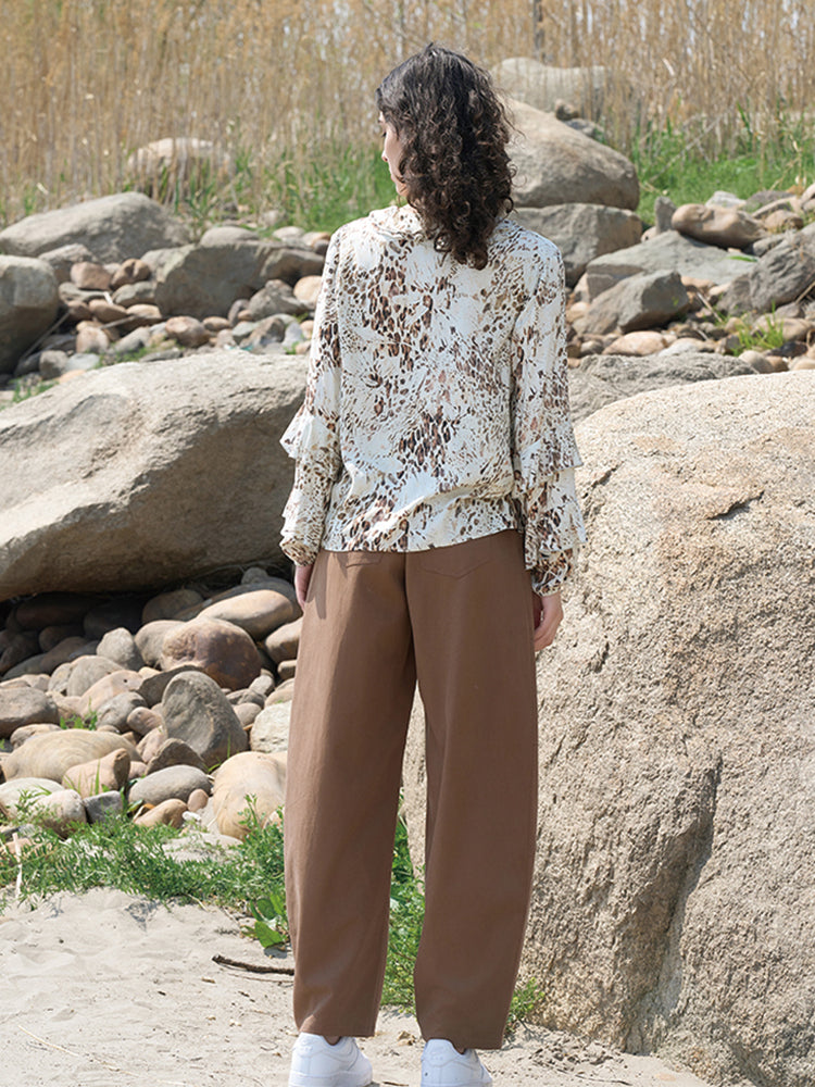 Khaki Abstract Print Rayon Shirt