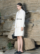 Structured White Pencil Skirt with Metal Button Detail
