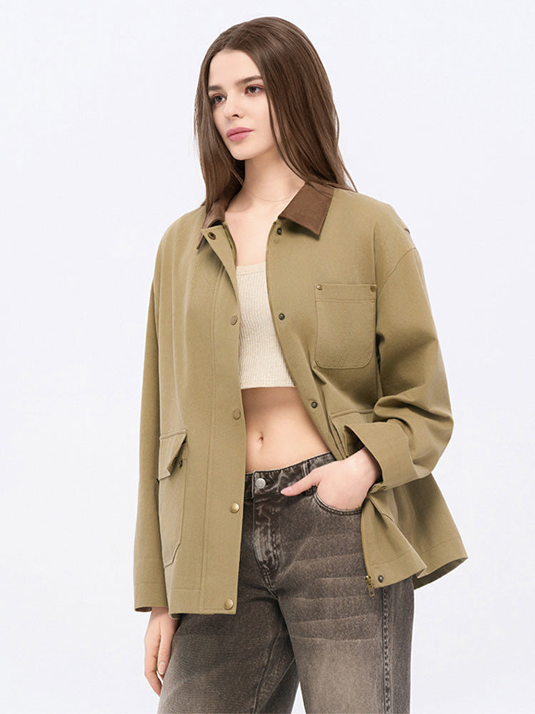 Khaki Utility Jacket with Bronze Hardware