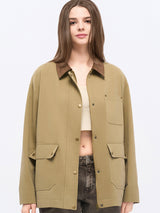 Khaki Utility Jacket with Bronze Hardware