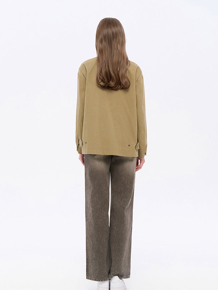 Khaki Utility Jacket with Bronze Hardware