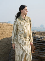 Green A-Line Skirt with Bronze Hardware