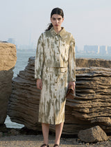 Green A-Line Skirt with Bronze Hardware