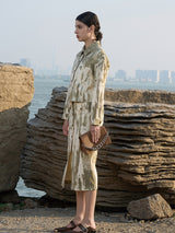 Green A-Line Skirt with Bronze Hardware