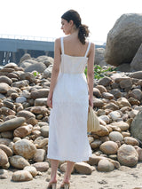 White Cotton Dress with Detachable Belt