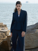 Navy Tailored Blazer with Waist Drawstring