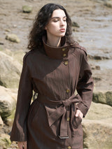 Reddish Brown Nylon-Viscose Trench Coat