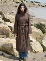 Reddish Brown Nylon-Viscose Trench Coat