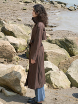 Reddish Brown Nylon-Viscose Trench Coat