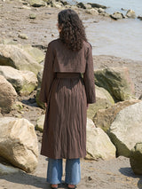 Reddish Brown Nylon-Viscose Trench Coat