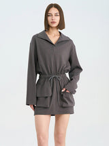 Grey Drawstring Waist Dress