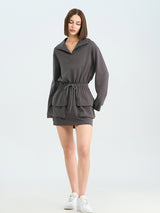 Grey Drawstring Waist Dress